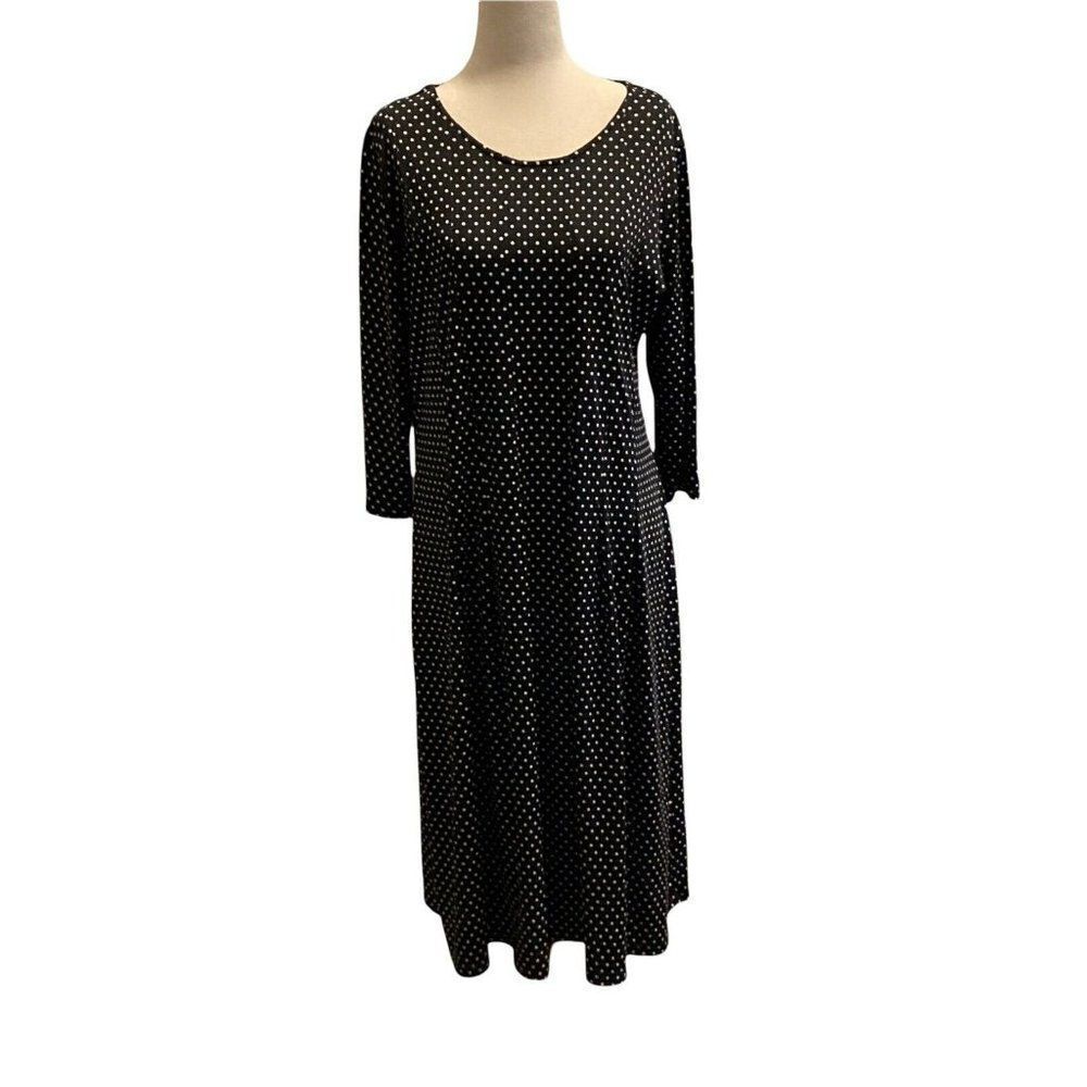Southern Lady Black And White Polka Pullover Sunday Best Day Dress Size Medium